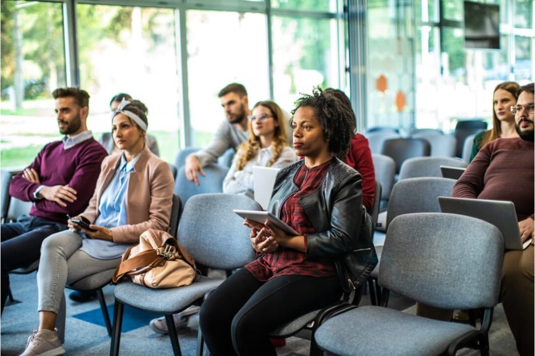 Care staff attending a training session together